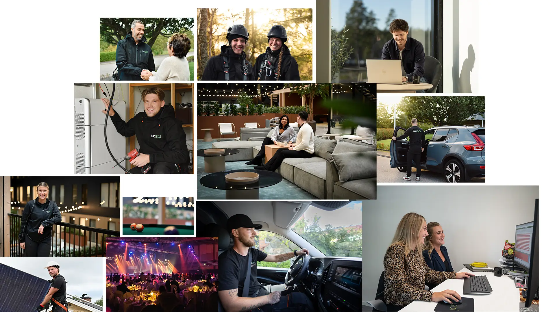 Kollage av karriär på solcellsföretag