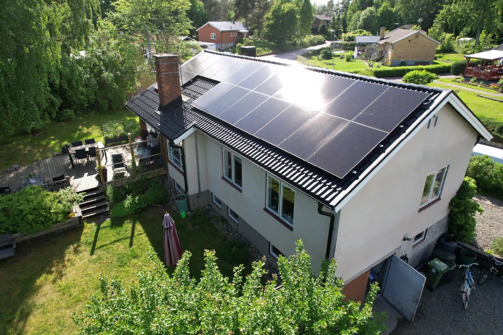 Solceller på villatak